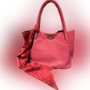 Steve Madden Pink Handbag Purse Satchel Bag w/ TurnClosure w/ Free Twillie